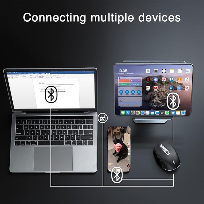 TMICE TKM01A Wireless Bluetooth Mouse Shots Controller Dual Mode (Bluetooth 5.0/ Wireless 2.4GHz) TikTok Controller and Mouse for iPhone, iPad, iOS, Android, Windows Black