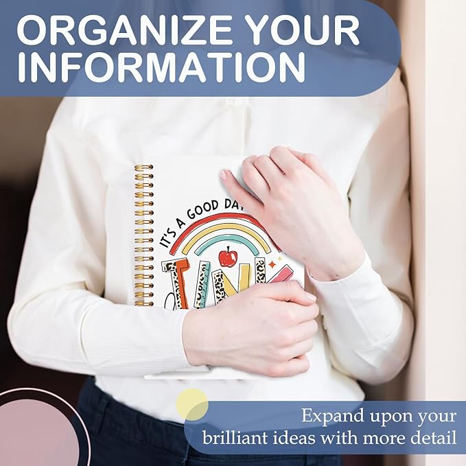 SNNDER Boho Rainbow Teacher Notebook Journal, Teacher Appreciation Gifts, Back To School Gifts for Teachers, It's a Good Day to Teach Tiny Humans Hardcover Spiral Notebooks 5.5x8.3 Inch