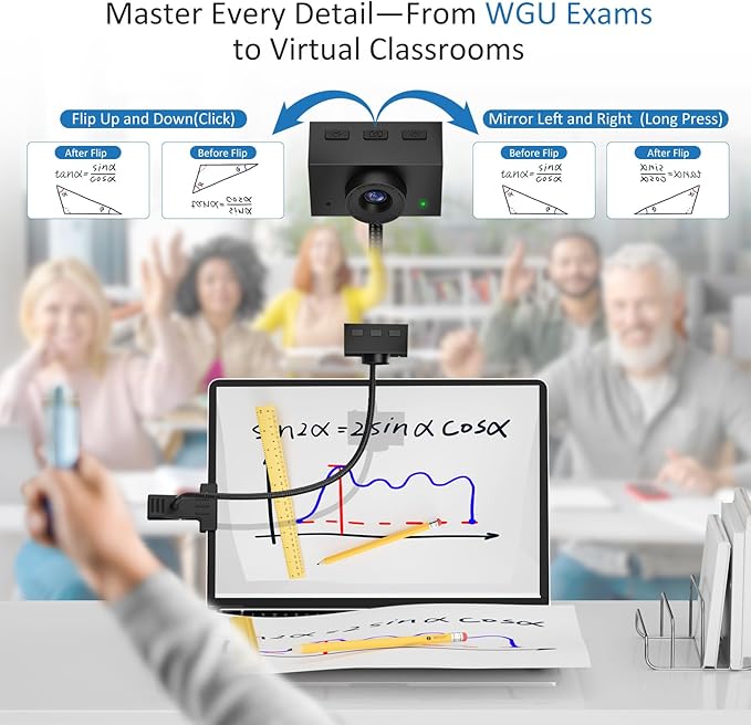 Eye Contact Web Camera for Desktop Computer – 1080P USB Camera with Microphone & Stand, Center Cam for Laptop or Desktop, Manual Focus, Plug & Play for macOS & Windows(Black)