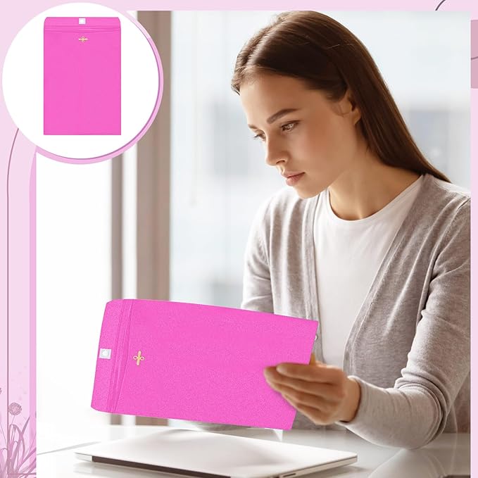 Geyee 100 Pcs Clasp Manilla Envelopes 10 x 13 Inch Gummed Colored Envelopes for Storing or Mailing for Home Office Business Supplies(Rose Pink)
