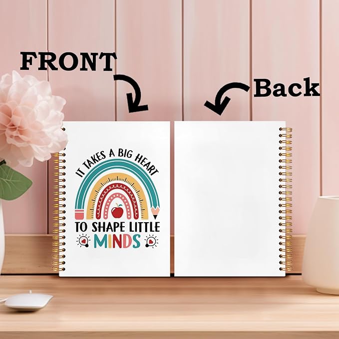 SNNDER Boho Rainbow Teacher Notebook Journal, Teacher Appreciation Gifts, Back To School Gifts for Teachers, It Takes a Big Heart to Shape Little Minds Hardcover Spiral Notebooks 5.5x8.3 Inch