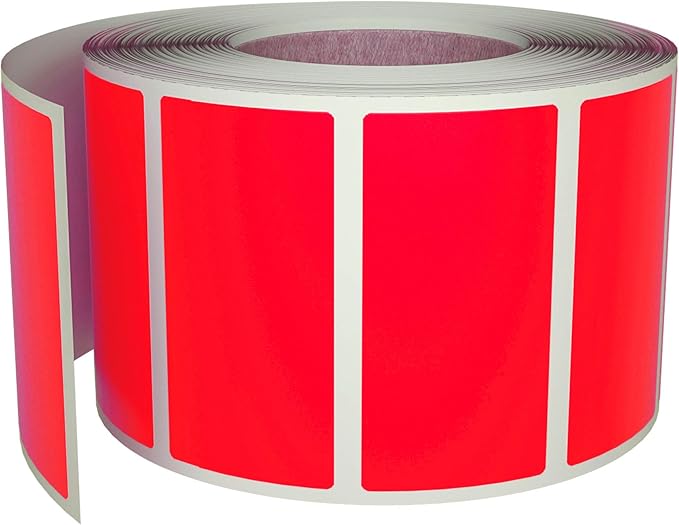 Royal Green Rectangular Color Coding Sticker Roll - Write On Labels for Folders and Organizing, 1.57" x 0.75" Stickers to Write On Name Tags for Office Supplies & Organization, 500-Pack (Neon Red)