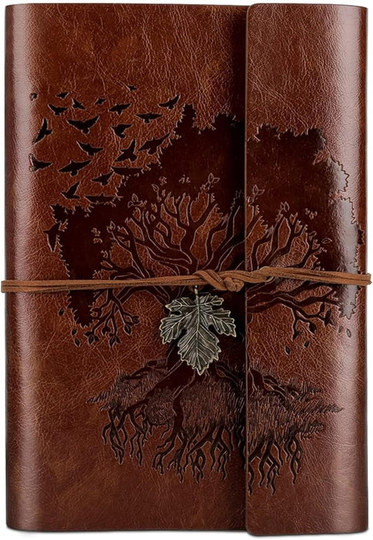 Leather Journals Notebooks with Blank Pages, Vintage Refillable Journal for Writing, Personal Travel Diary Art Sketchbook to Write in, Gifts for Women, Men, Teen Girls and Boys, 160 Pages A5 (Brown)