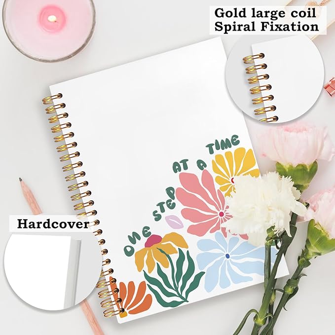 SNNDER Mental Health Inspirational Spiral Notebooks, Abstract Floral Journaling Notebook, Positivity Journals for Writing, Motivational Notebook for Note Taking, Positive Gifts for Women, 5.5x8.3 Inch