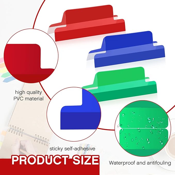 Gueevin 2 Inch Insertable Self Adhesive Tabs with Printable Inserts Clear Index Tabs Self Adhesive Colored Page Marker Repositionable Tag for Bible Divider Notebook File Folder Book Binder(100 Pieces)
