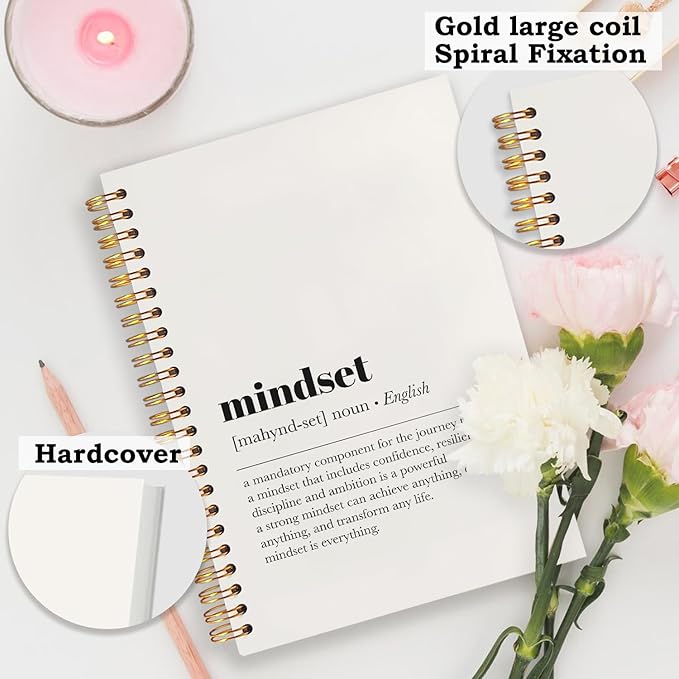 SNNDER Inspirational Mindset Notebook Journal, Motivational Affirmation Journal for Coworkers Women Men, Hardcover Spiral Notebooks 5.5x8.3 Inch