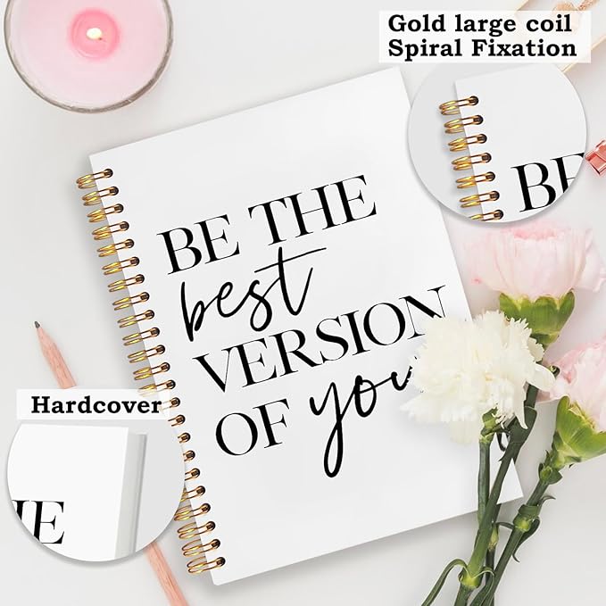 SNNDER Be the Best Version of You Motivational Notebook Journal, Motivational Gifts for Women Men, Positive Affirmation Journal, Hardcover Spiral Notebooks 5.5x8.3 Inch