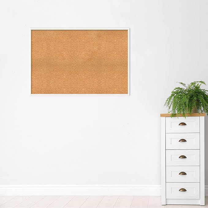 Amanti Art Natural Cork Board for Wall, 33x49 Vision Board with White Frame, Oversize Corkboard Office Decor for Home Organization, Modern Corkboard Pinboard to Display Items for Home Organization in