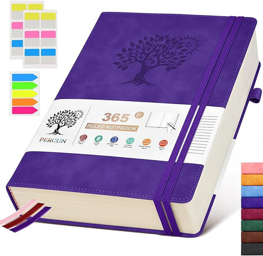 B5 Lined Journal Notebook - 365 Page Large Leather Journals for Writing Women Men,Hardcover Notebook with 100Gsm Thick Pages,Daily Diary for Travel, Work,School,College Ruled (7.6" x 10.3")