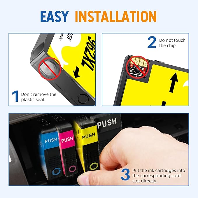 962XL Ink Cartridge Combo Pack Compatible for 962 Ink Cartridges Work with Officejet Pro 9015e 9015 9010 9018e 9025e 9012e 9018 9025 9020 9012 Printers 4 Pack (Black Cyan Magenta Yellow)