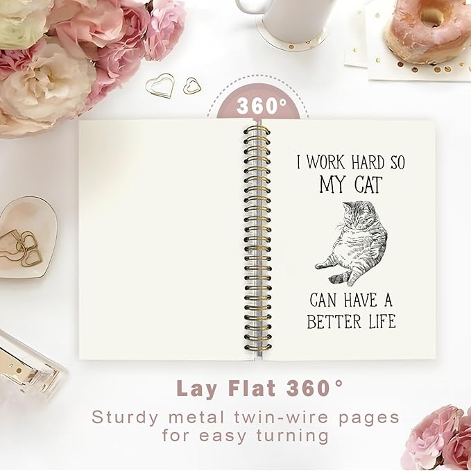 Lacama Cat Notebook, Gifts for Cat Lovers, Funny Notebooks for Work, 160 Pages, Office Humor Gifts, School Office Supplies, 5.5"x8.3" I Work Hard So My Cat Can Have A Better Life Journal Notebook