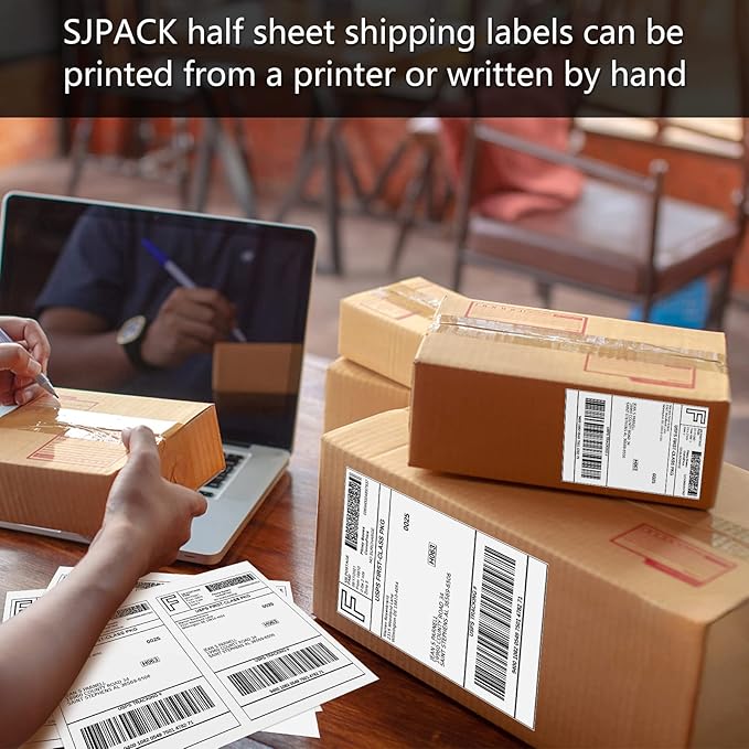 5000 Half Sheet Shipping Labels for Laser/Inkjet Printers - 5-1/2" X 8-1/2" Blank White Labels