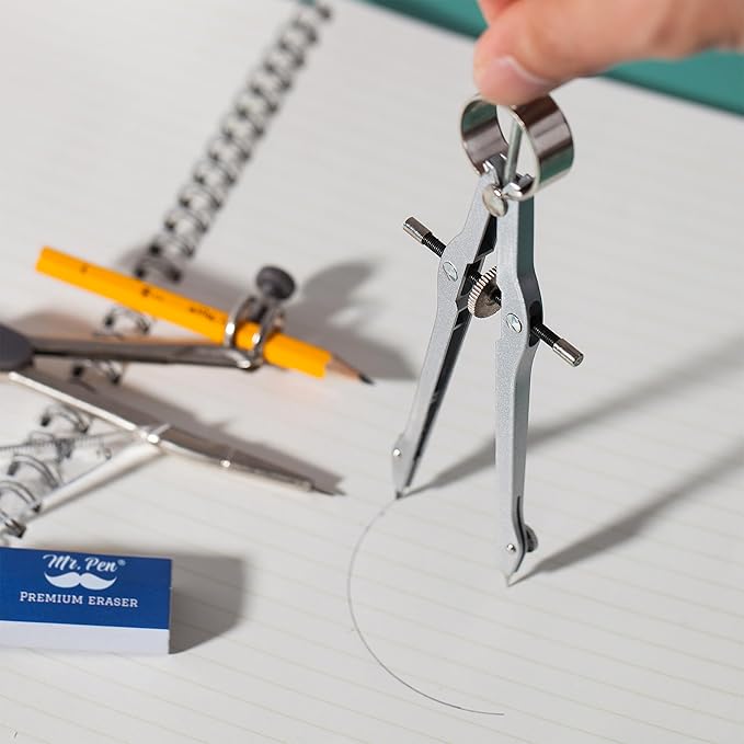 Mr. Pen- Geometry Set, 15 pcs, Green, 6 Inch Swing Arm Protractor, Divider, Set Squares, Ruler, Compasses and Protractor