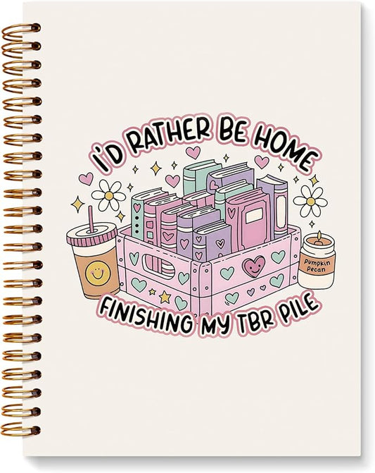 JXREQ Cute Pink Book Bookish Notebook Journal for Women Book Lovers, Journaing Notebooks for Note Taking Writing, Gifts for Readers, Spiral Notebooks 5.5x8.3