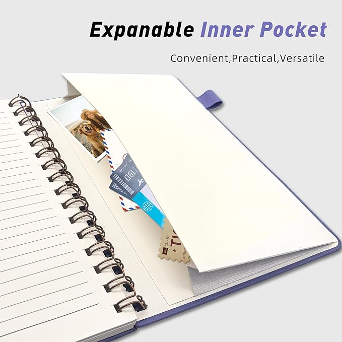 Lined Spiral Journal Notebook for Women & Men, College Ruled Hardcover Notebook for Work & Note Taking, Journals for Writing, 100 GSM, Business, School, 140 Pages, A5(5.8"x8.5") - Purple