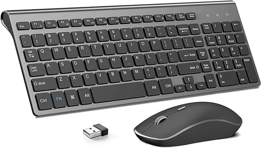 JOYACCESS Wireless Keyboard and Mouse,2.4G Ergonomic and Slim Wireless Computer Keyboard Mouse Designed for Windows, PC, Laptop,Tablet - Black Grey
