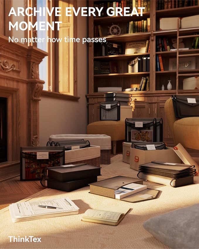 ThinkTex Plastic Expanding File Folder, Transparent envelopes with Snap Closure, No Dividers, Large Capacity, Fit Letter/A4 Size - 5 Packs