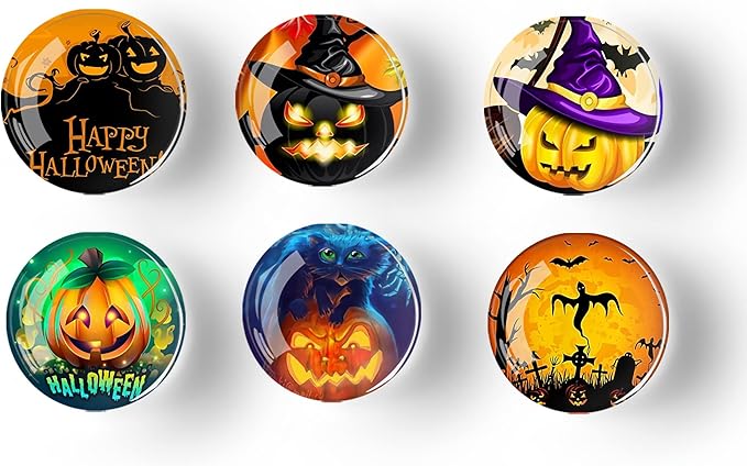 12Pcs Glass Strong Magnetic Refrigerator Magnet Fridge Sticker,Halloween Crystal Fridge Magnets Decoration for Crafts,Strong Fridge Magnets for Kitchen,School,Office Whiteboard,Cabinet and Dishwasher