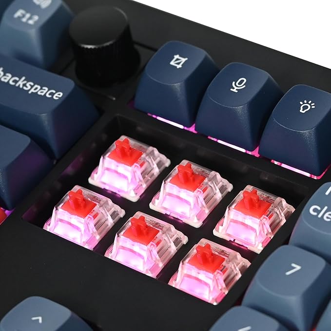Keychron V6 Max Wireless Custom Mechanical Keyboard, 2.4 GHz Bluetooth QMK Full-Size Layout RGB with Hot-swappable Gateron Red Switch Compatible with Mac Windows Linux