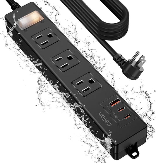 Outdoor Power Strip Weatherproof,6.6 FT Outdoor Extension Cord with USB Ports, Overload Protection and Shockproof,Waterproof Surge Protector Wall Mountable for Home Outside,SJT-UL Listed