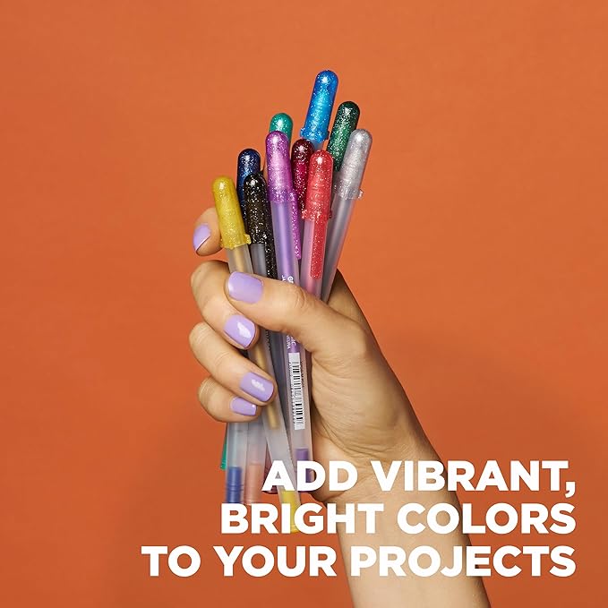 SAKURA Gelly Roll Metallic Gel Pens - Pens for Scrapbook, Journals or Drawing - Art Gifts, DIY Projects - Colored Metallic Ink - Medium Line - 10 Pack