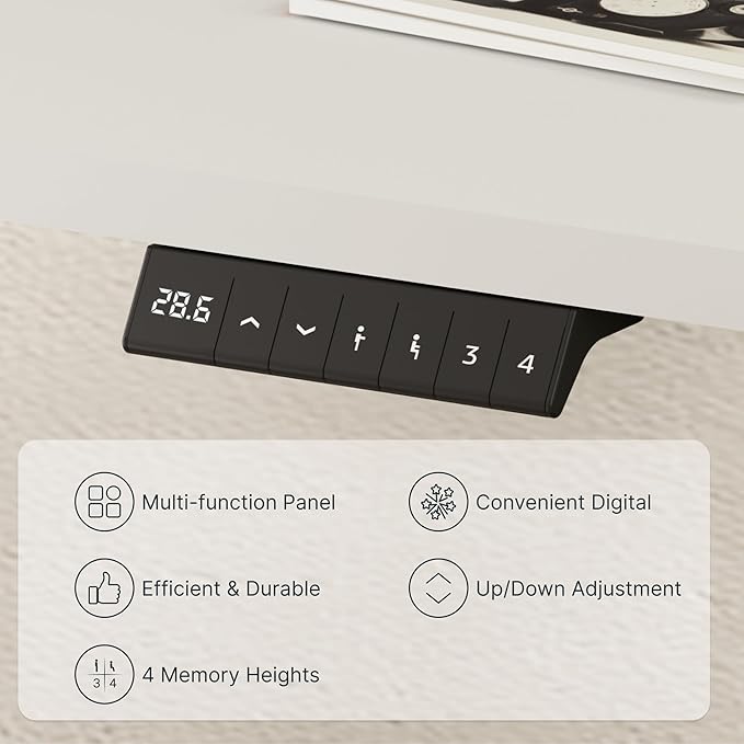 FLEXISPOT EN2 Whole-Piece Standing Desk with Clamp Power Strip, 55 x 28 Electric Stand Up Height Adjustable Desk with Cable Management (White Frame + 55" White Top,2 Packages)