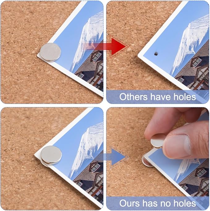 rhinocats Magnetic Push Pins, 50 Sets Magnet Thumbtack for Wall Bulletin Board Strong Decorative Pushpins Clip for Map Picture Hanging Kit Poster Holder