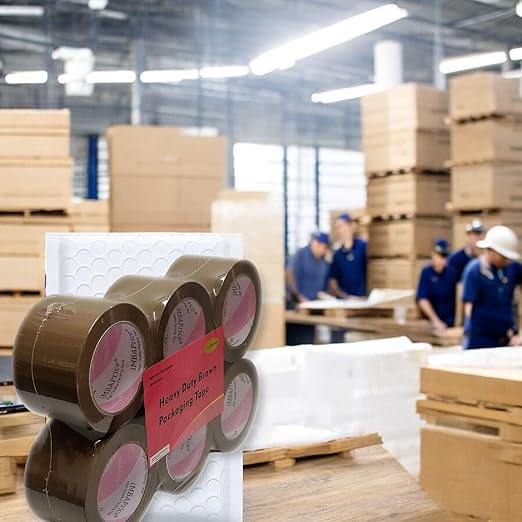 iMBAPrice 3-Inches Brown/Tan Color Shipping Packaging Tape 6 Roll of 110 Yard (6 x 330 Feet) Long 3" Packing Tape for Sealing Boxes, Packaging Parcels, Moving and Storage
