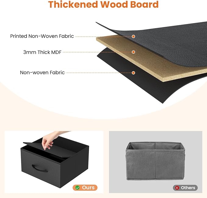 Bookshelf with 8 Fabric Drawers, 7-Tier Bookcase with Baffles Display Shelves, Industrial Large Book Shelf for Living Room Home Office, Black