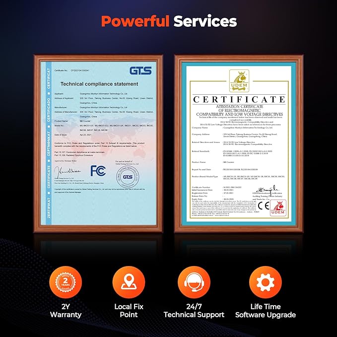 MUNBYN IMC01 Bank Grade Money Counter Machine Mixed Denomination, 2CIS/UV/IR/MG/MT Counterfeit Detection, Serial Number, MUL Currency Cash Counter, Printer Compatible Bill Value Counter (Silver)