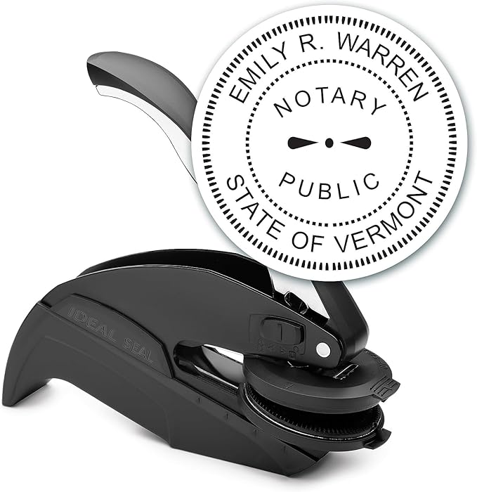 MaxMark Notary Seal Round Embosser for Vermont State - Includes Gold Burst Seal Labels (50 Count)