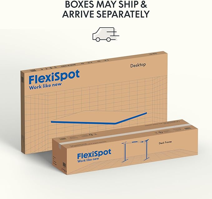 FLEXISPOT EN1 One-Piece Standing Desk 48 x 30 Inch Electric Height Adjustable Desk for Home Office and Computer Workstation (White Frame + Maple Top, 2 Packages)