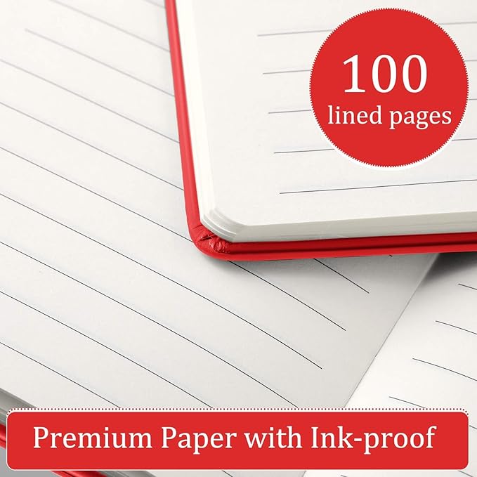 Laumoi 36 Sets Pocket Notebook Journals with Pens A6 Cute Small Journal Notebook Ruled Lined Mini Notepad Hardcover Executive Notebooks Set with Pen Holder for School Office, 3.7 x 5.7 Inch (Red)