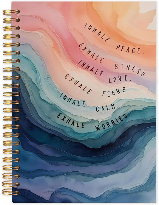 SNNDER Inhale Exhale Mental Health Notebook Journal, Guided Journal for Mental Health, Therapy Journaling Notes Notebook, Psychology Gifts Hardcover Spiral Notebooks 5.5x8.3 Inch