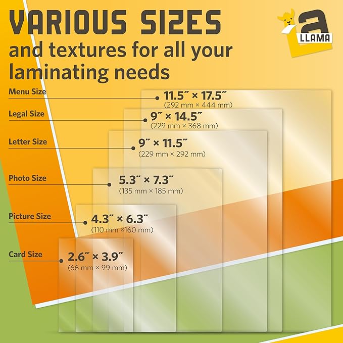 Thermal Laminating Pouches 9” x 14.5”, 5 Mil Thick, 20 Pack, Suited for Legal Size Laminating Sheets 8.5 x 14