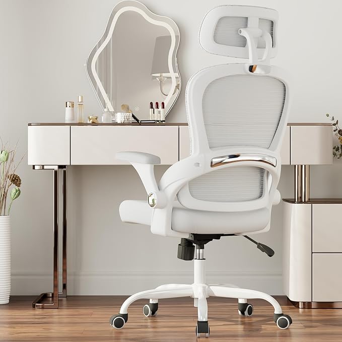 TRALT Office Chair - Ergonomic Office Chair with Back Support, Computer Chair - Home Office Desk Chairs, 330lbs Wide Seat Big and Tall Office Chairs with Headrest, Comfy Desk Chairs (White)