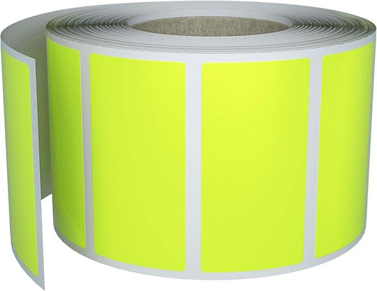 Royal Green Color Coding Labels Stickers Roll in Neon Yellow (1.57 inch x 0.75 inch) Rectangle Folder Label Write on Surface (40mm x 19mm) - 500 Pack