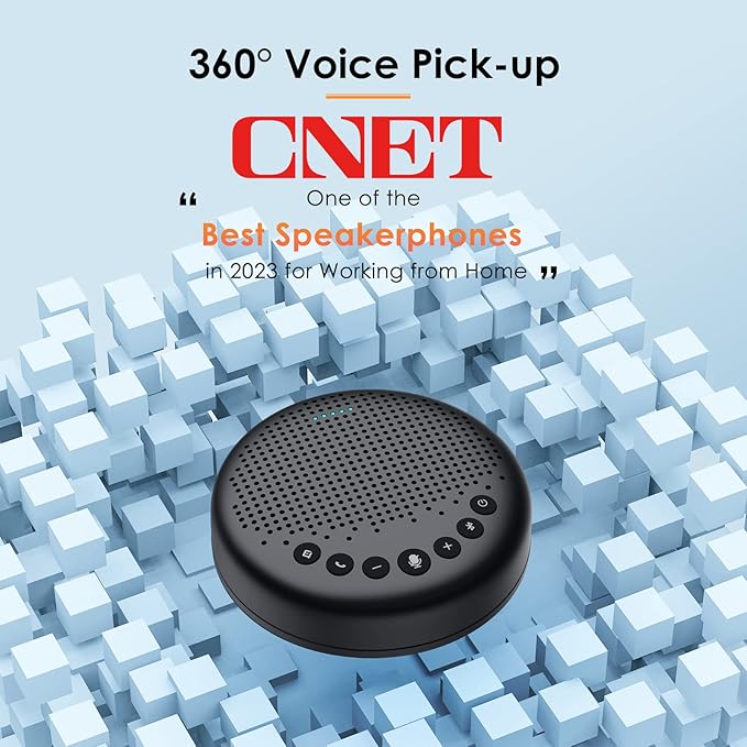 EMEET Conference Speaker and Microphone Luna 360° Voice Pickup w/Noise Reduction/Mute/Indicator USB Bluetooth Speakerphone w/Dongle for 8 People Daisy Chain for 16 Compatible with Leading Software