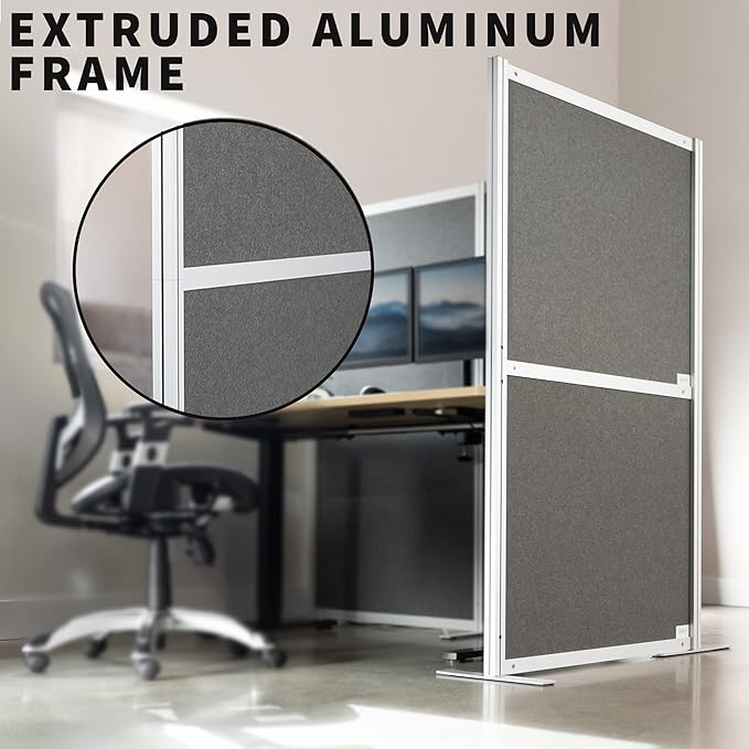 VIVO L-Shape Modular Corner Wall System, 3 Panels, Modern Professional Office Cubicle Dividers, Freestanding Privacy Screen, 66 inches High, Dark Gray, PP-MWS63D-L