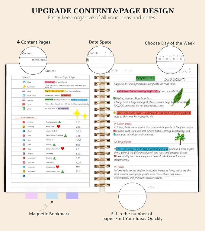 Spiral Notebook Journal, 360 Pages College Ruled Notebooks, Lined Thick Journals for Women Men, A5 Thick Spiral Writing Journaling with 100GSM Paper, Spiral Notebooks for Work School 5.5"x8.5" Black
