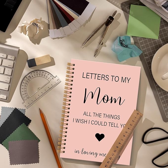 Memorial Gifts for Loss of Mom Grief Notebook Journal, Letters to My Mom in Heaven Journal, Sympathy Notebooks Gifts for Loss of Mom Women, In Loving Memory Sympathy Gifts, 6x8.2In(Pink)