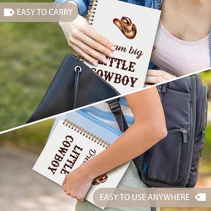 Western Cowboy Notebook Journal - Cowboy Preppy Spiral Notebook, Dream Big LittleCowboy Inspirational Notebooks Gifts for Cowboys Men Boys Kids, Preppy Western School Office Supplies, 6x8.2In