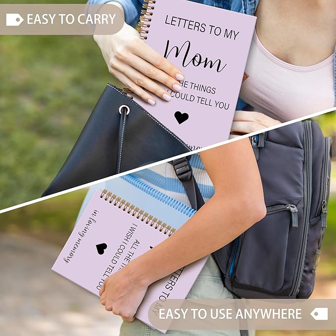 Memorial Gifts for Loss of Mom Grief Notebook Journal, Letters to My Mom in Heaven Journal, Sympathy Notebooks Gifts for Loss of Mom Women, In Loving Memory Sympathy Gifts, 6x8.2(Purple)