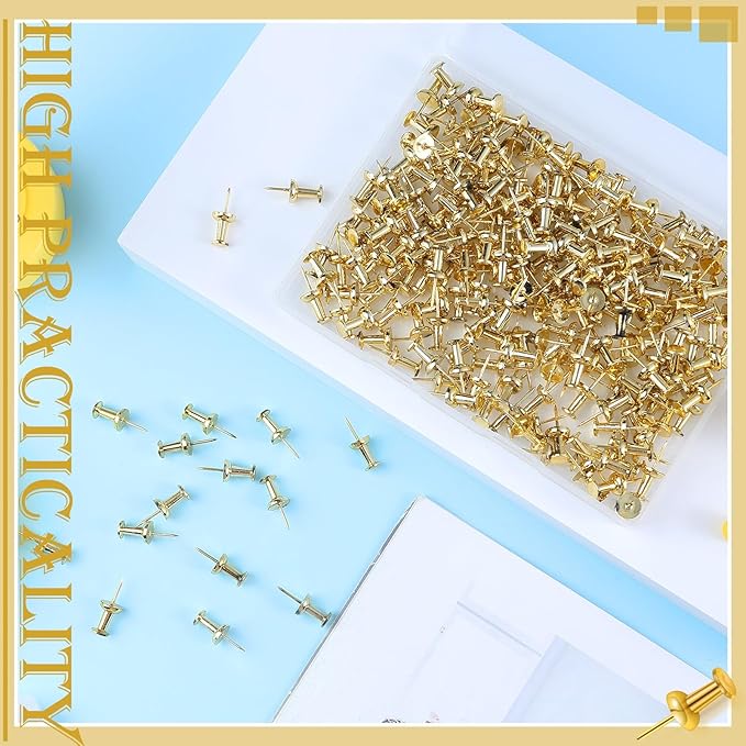 220 Count Gold Push Pins, Standard Plastic Head Steel Point Gold Thumb Tacks Decorative Push Pins for Cork Board Wall Hanging
