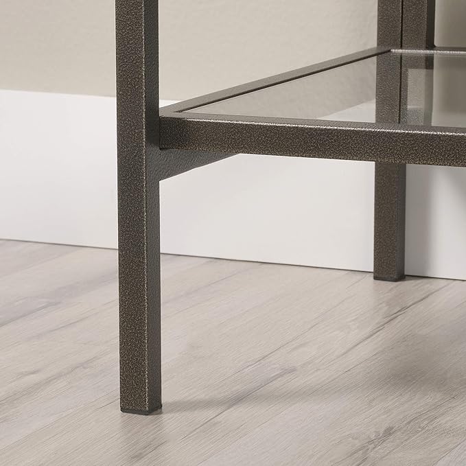 Sauder International Lux Book Shelf 5 Tier Modern Metal Multipurpose Bookcase with Glass Shelving, in a Bronze Finish