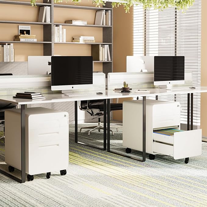 Rolling File Cabinet with Lock, 3 Drawer Metal Mobile Filing Cabinet Office Under Desk for Legal/Letter Size, Fully Assembled Except Casters