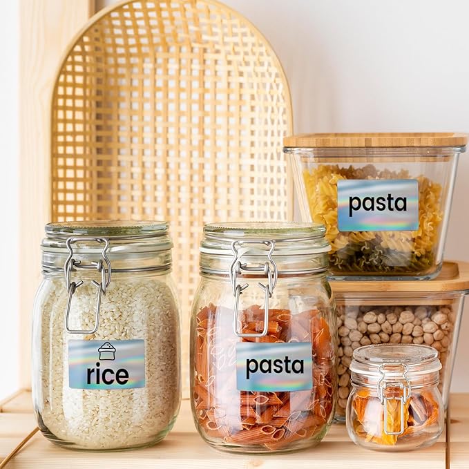 2.25x1.25 Inch Thermal Labels Sliver, Holographic Sliver Barcode Thermal Labels for Thermal Printer and Small Business, Multi-Purpose Rectangle Stickers, 500 Sheets/Roll