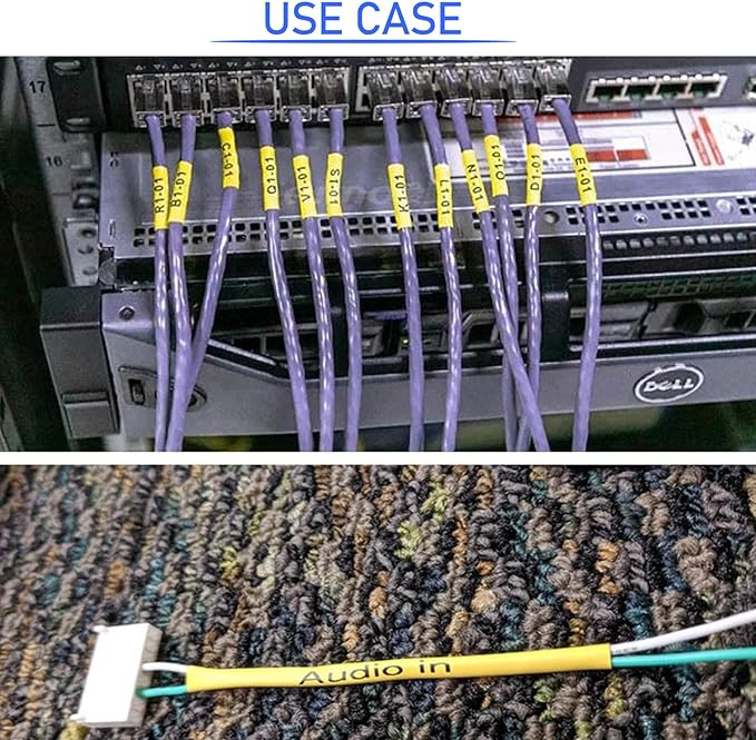 10 Pack Compatible for Ptouch HSe-631 HSe631 HS-631 HS631 Black on Yellow 11.7mm 0.46'' Heat Shrink Tubing Label Tape for Wire Cable use in PT-P710BT P700 P750W P900 Label Printer
