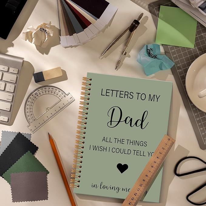 Memorial Gifts for Loss of Dad Grief Notebook Journal, Letters to My Dad in Heaven Journal, Sympathy Notebooks Gifts for Loss of Dad Father, In Loving Memory Sympathy Gifts, 6x8.2In(Green)