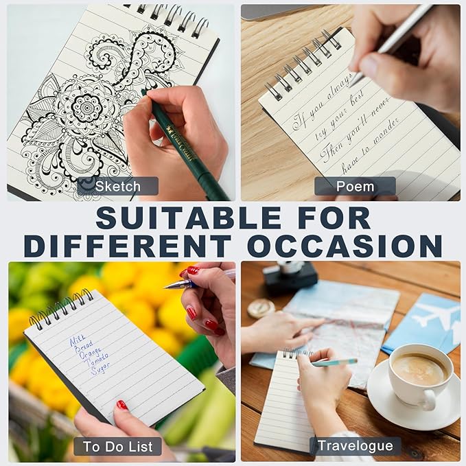 Tenceur 18 Pcs Pocket Notebook Bulk Small 3x5 Inch Spiral Notepads Mini Top Bound Notebook with Lined 120 Pages Ruled Memo Pads for Office College Nurse Essentials Back to School Gift